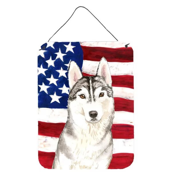 Patriotic USA Siberian Husky Wall or Door Hanging Prints, Carolines Treasures, Mfr#: CK1713DS1216